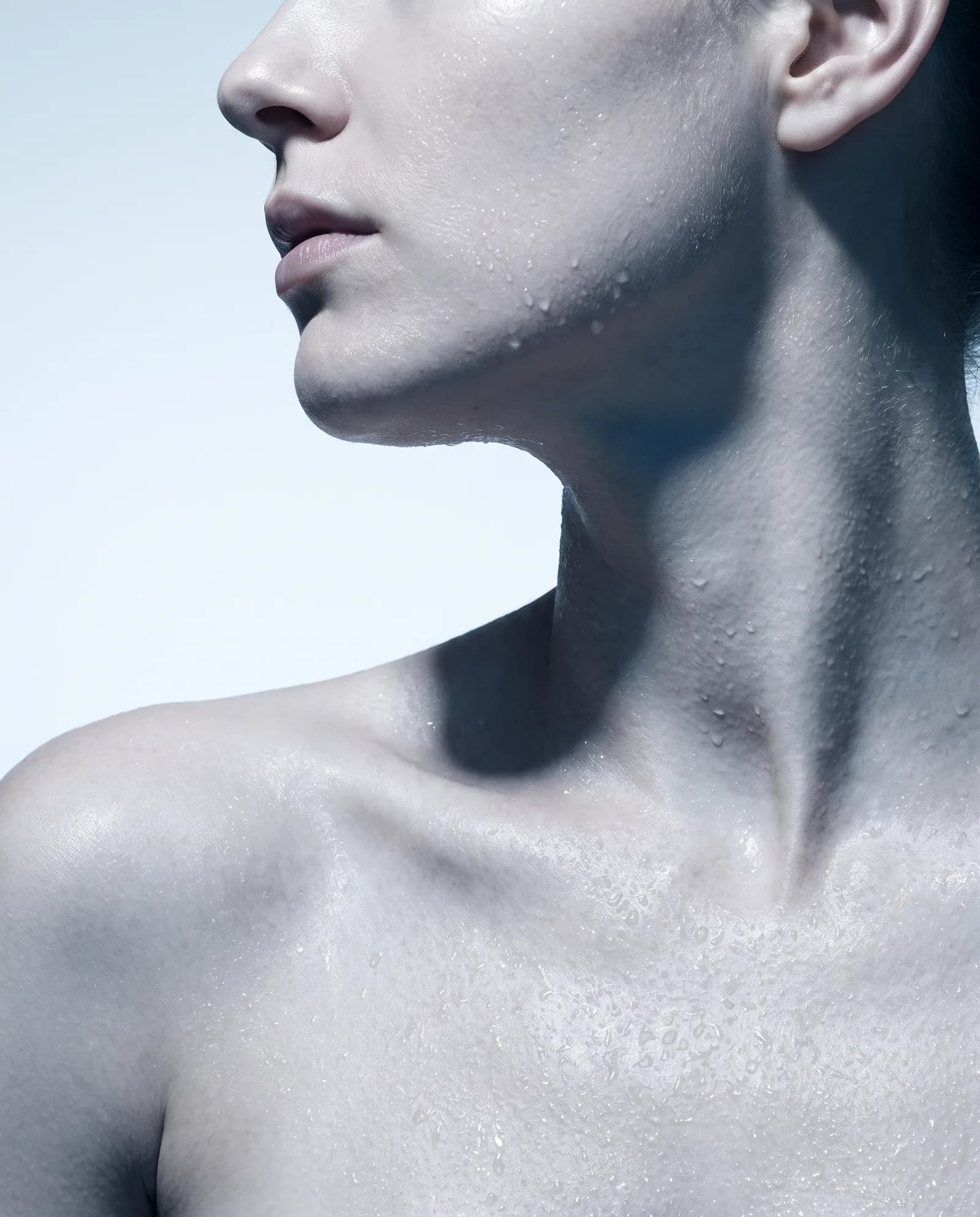 Cold-lit editorial detail of skin